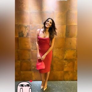 House of CB Hot Pink Draped Corset Dress